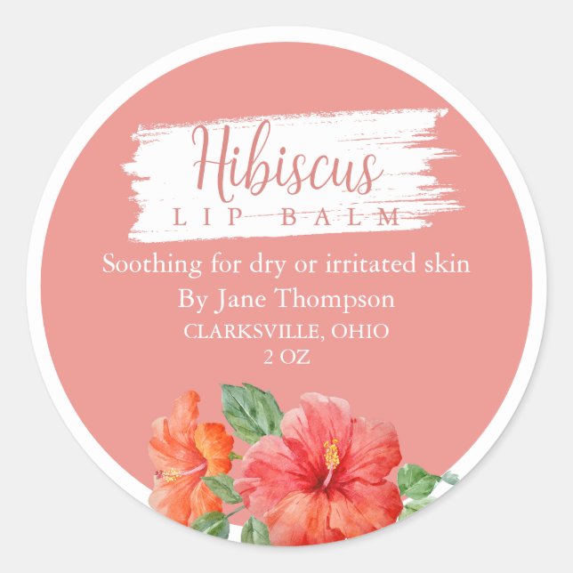 Hibiscus Salve / balm / Soap Label (Front)