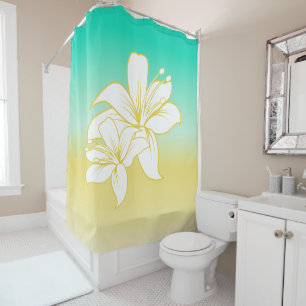 Hibiscus Sand and Sea Colour Ombre Shower Curtain