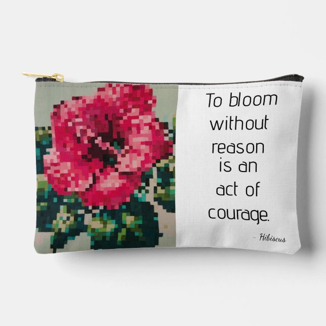 Hibiscus Soft Pastel Floral Pixel Art Accessory Pouch (Front)