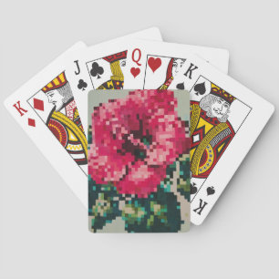 Hibiscus Soft Pastel Floral Pixel Art Playing Cards