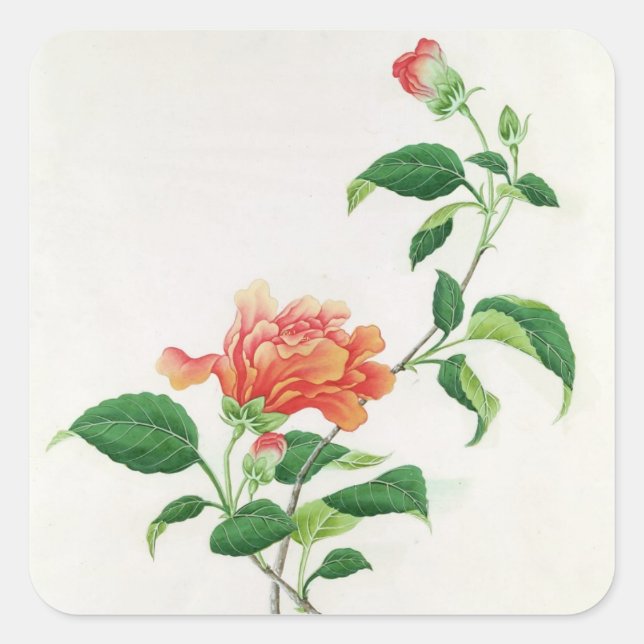 Hibiscus Square Sticker (Front)