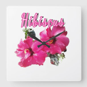 Hibiscus square wall clock