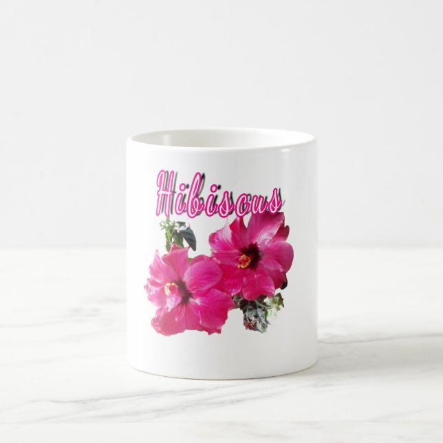 Hibiscus  square wall clock coffee mug (Center)