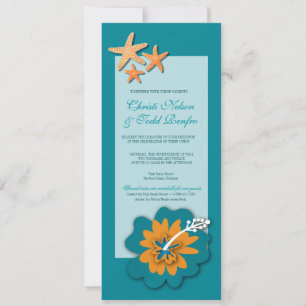 Hibiscus Starfish Destination Island Wedding Invitation
