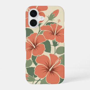 Hibiscus Stylisé Vintage iPhone 16 Case