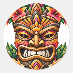 Hibiscus Sunset Tiki Sticker