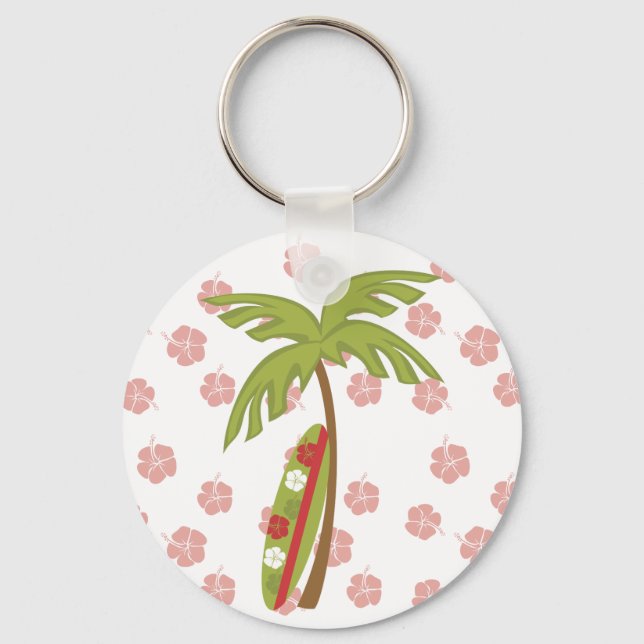 Hibiscus Surfboard Key Ring (Front)