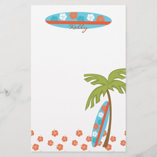 Hibiscus Surfboard Stationery (Front)