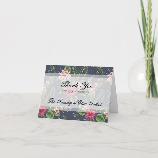Hibiscus Sympathy Thank you Note Card (Front)