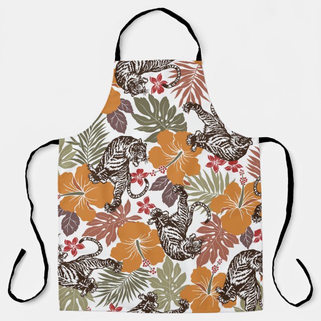 Hibiscus Tiger, Exotic Pattern. Apron (Front)