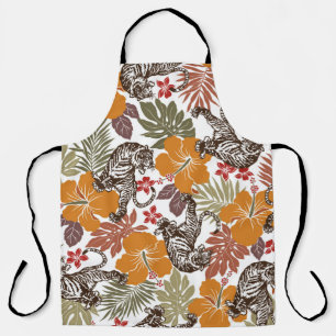 Hibiscus tiger pattern apron