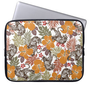 Hibiscus tiger pattern laptop sleeve