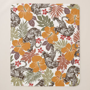 Hibiscus tiger pattern sherpa blanket