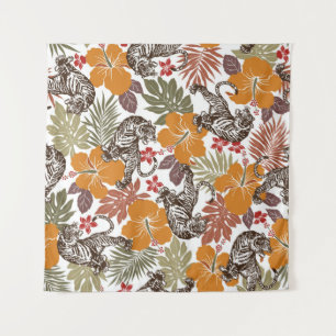 Hibiscus tiger pattern tapestry