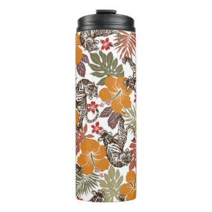 Hibiscus tiger pattern thermal tumbler