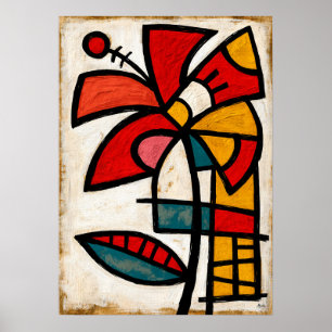 Hibiscus Tribal Abstraction Poster