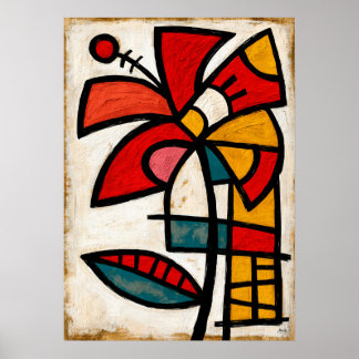 Hibiscus Tribal Abstraction Poster