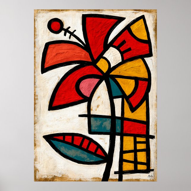 Hibiscus Tribal Abstraction Poster (Front)