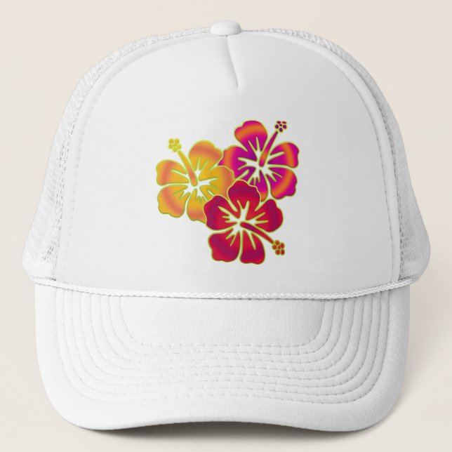 hibiscus trio trucker hat (Front)