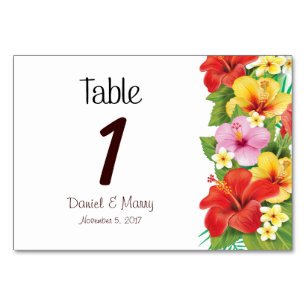 Hibiscus Tropical Beach Wedding Table Card