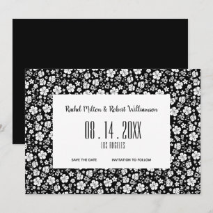 Hibiscus Tropical Black and White Wedding Save The Date