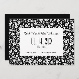 Hibiscus Tropical Black and White Wedding Save The Date