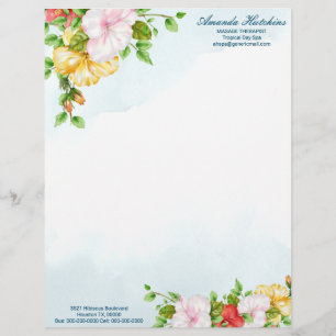 Hibiscus Tropical Floral Custom Letterhead