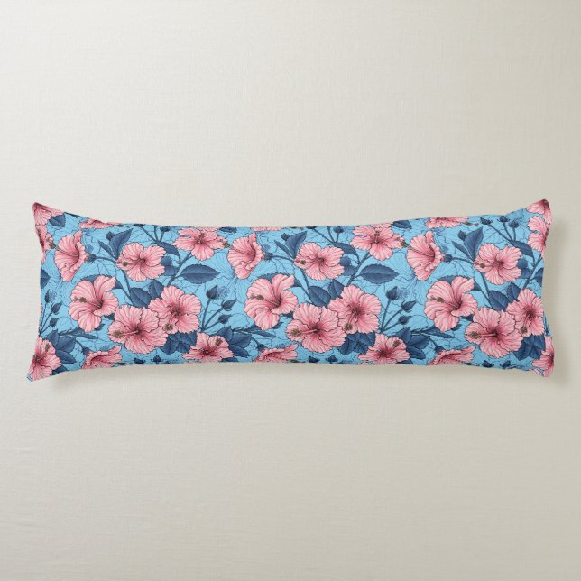 Hibiscus Tropical Floral Pattern Body Cushion (Front)