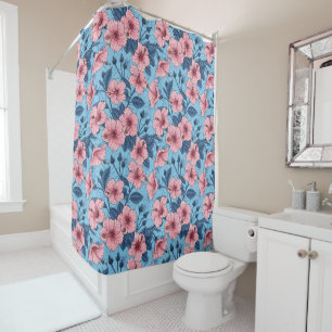 Hibiscus Tropical Floral Pattern Shower Curtain