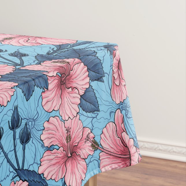 Hibiscus Tropical Floral Pattern Tablecloth (In Situ)