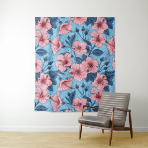 Hibiscus Tropical Floral Pattern Tapestry