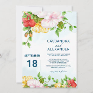 Hibiscus Tropical Floral Wedding Invitation