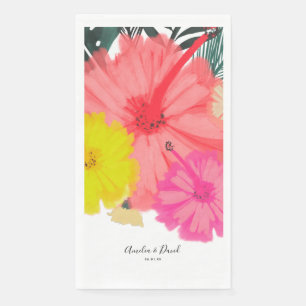 Hibiscus Tropical Hand Drawn Floral Wedding Napkin