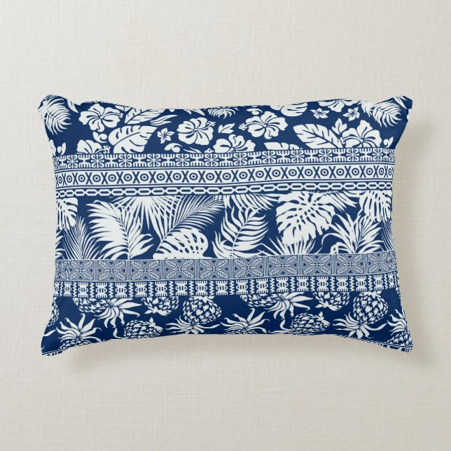 Hibiscus tropical leaves hawaiian ornament wallpap decorative cushion (Front)