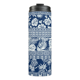 Hibiscus tropical leaves hawaiian ornament wallpap thermal tumbler