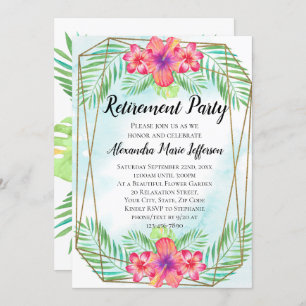 Hibiscus Tropical Luau Beach Retirement Party Invitation