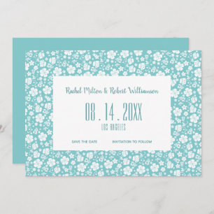 Hibiscus Tropical Turquoise Wedding Save The Date