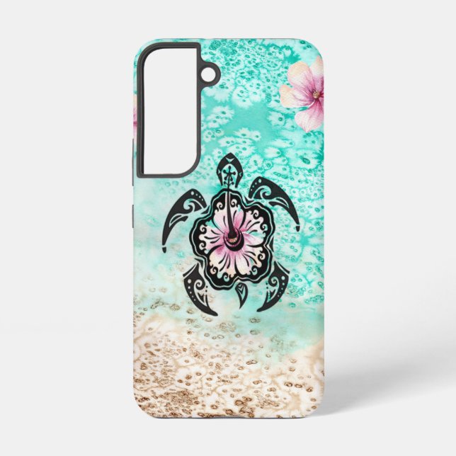Hibiscus Turtle Samsung Galaxy S22 Case (Back)