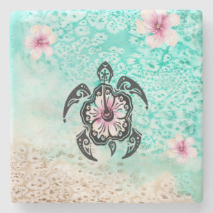 Hibiscus Turtle Stone Coaster