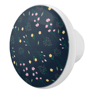 Hibiscus Watercolor Botanical Blooming Seamless Ceramic Knob
