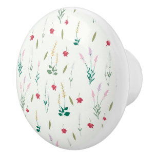 Hibiscus Watercolor Botanical Blooming Seamless Ceramic Knob