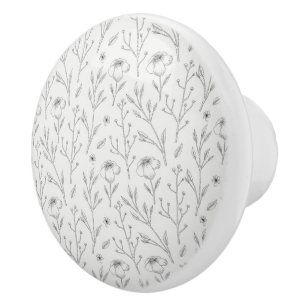 Hibiscus Watercolor Botanical Blooming Seamless Ceramic Knob