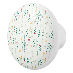 Hibiscus Watercolor Botanical Blooming Seamless Ceramic Knob