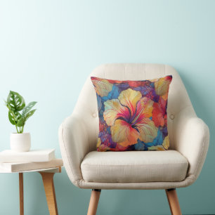Hibiscus - Watercolor Decor Blossoms 1 Cushion