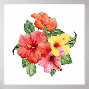 Hibiscus watercolor poster