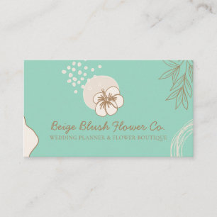 Hibiscus Wedding Calligraphy Flower green Business Card