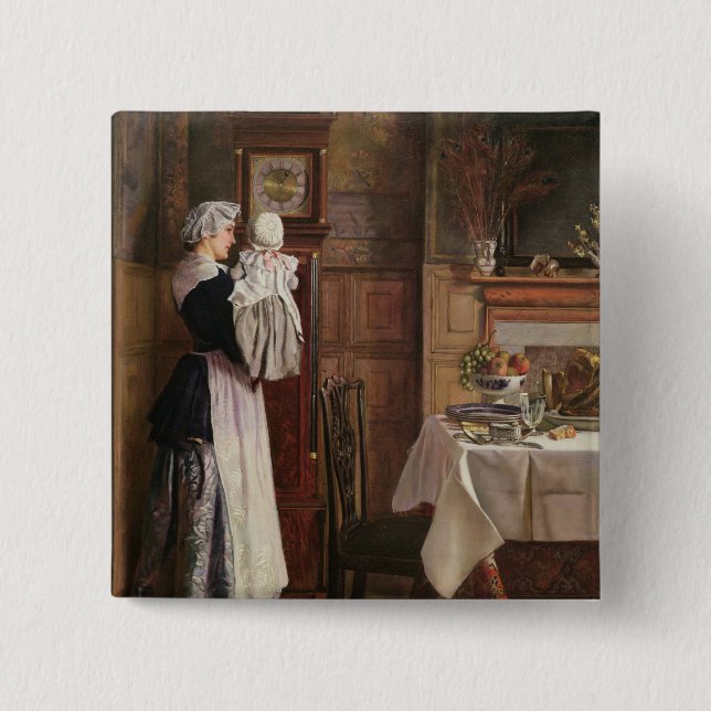 Hickory, Dickory, Dock 15 Cm Square Badge (Front)