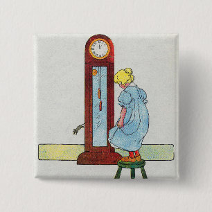 Hickory, Dickory, Dock Mother Goose Nursery Rhyme 15 Cm Square Badge