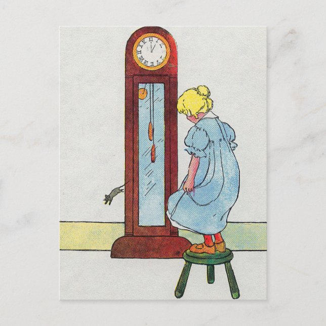 Hickory, Dickory, Dock Mother Goose Nursery Rhyme Postcard (Front)