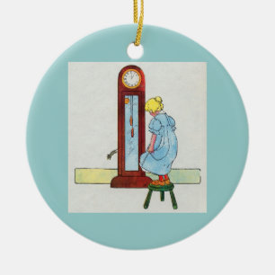 Hickory, dickory, dock! The mouse ran up the clock Ceramic Tree Decoration